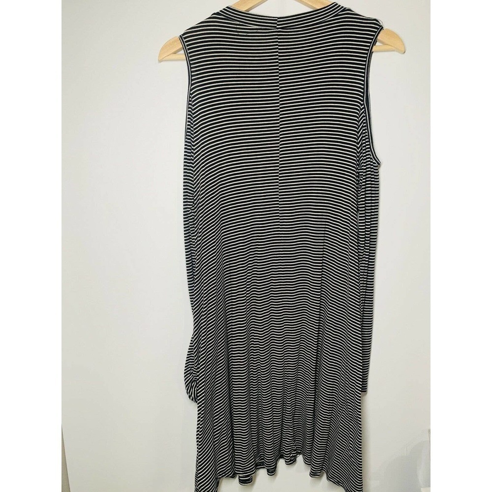Elan Black & White Striped Cold Shoulder Dress M - Picture 8 of 10